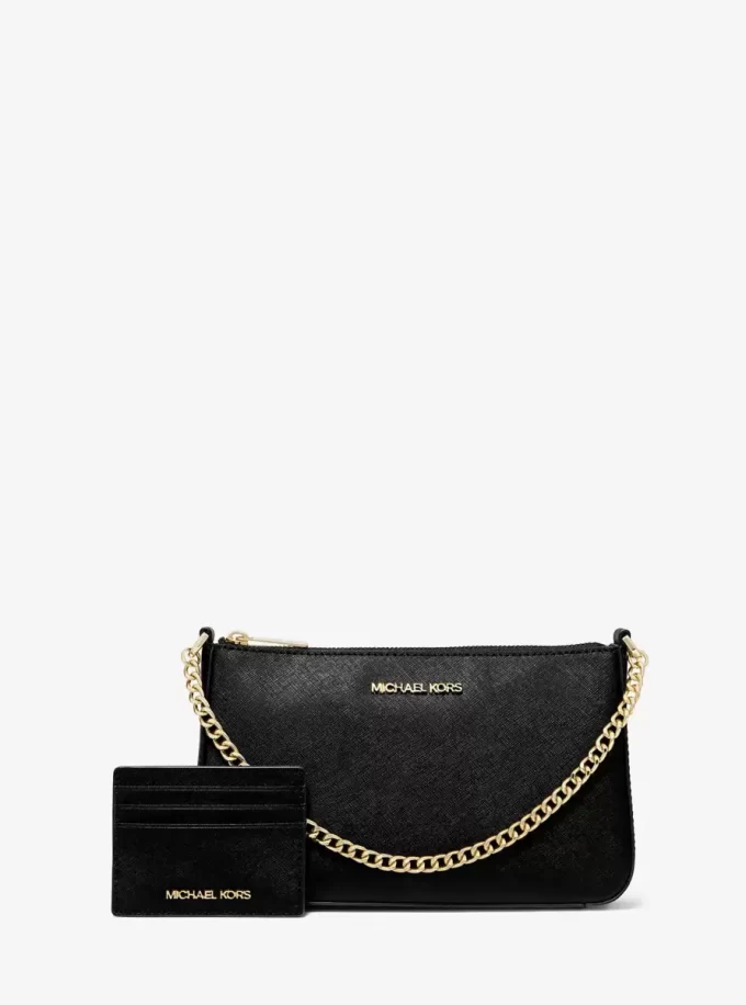Medium Saffiano Leather Shoulder Bag and Card Case Gift Set