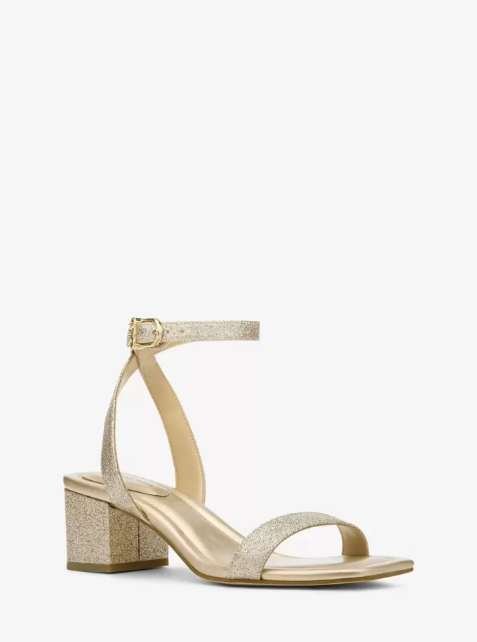 Merriam Glitter-Embellished Leather Sandal