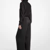 Metallic Clip Jacquard and Satin Tie-Neck Jumpsuit