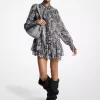 Metallic Paisley Georgette Tie-Neck Dress Metallic Paisley Georgette Tie-Neck Dress