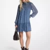 Metallic Paisley Print Georgette Dress