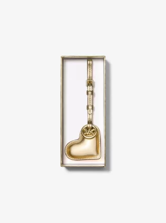Metallic Puffy Heart Leather Bag Charm