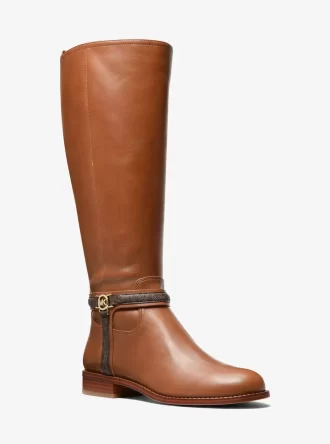Mindy Leather and Signature Logo Trim Boot Mindy Leather and Signature Logo Trim Boot