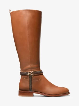 Mindy Leather and Signature Logo Trim Boot Mindy Leather and Signature Logo Trim Boot