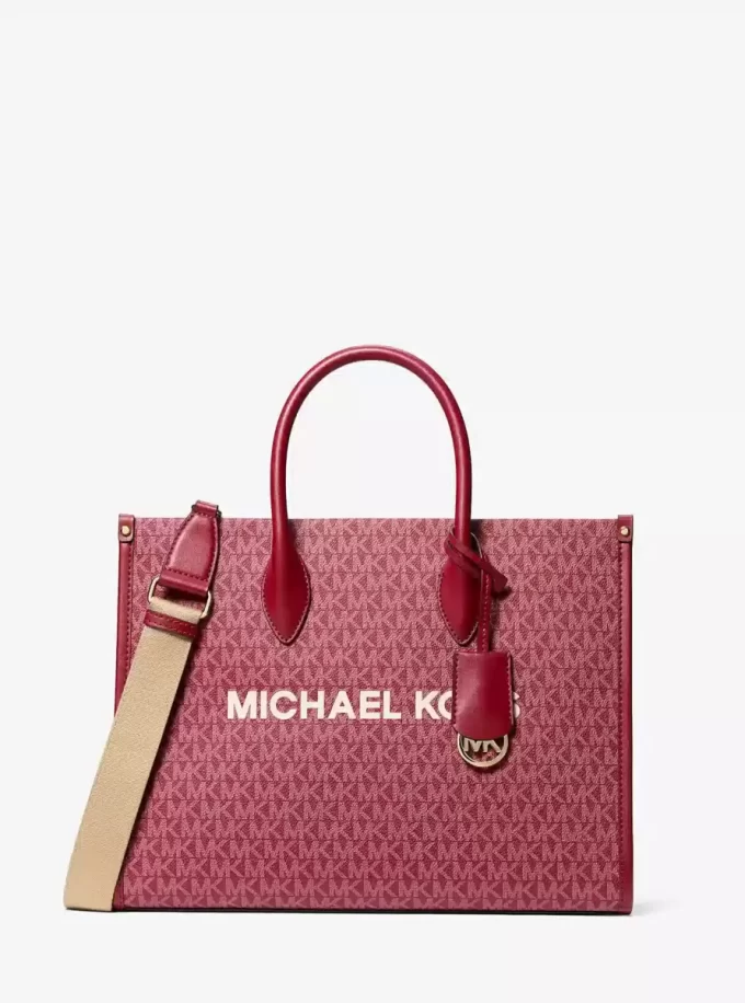 Mirella Medium Metallic Signature Logo Tote Bag