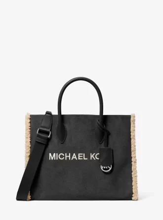 Mirella Medium Suede and Faux Shearling Tote Bag