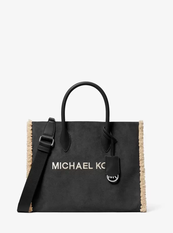 Mirella Medium Suede and Faux Shearling Tote Bag
