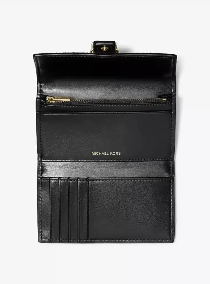 Nolita Medium Leopard Print Calf Hair and Leather Tri-Fold Wallet