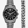 Oversized Lexington Gunmetal Watch and Bracelet Gift Set