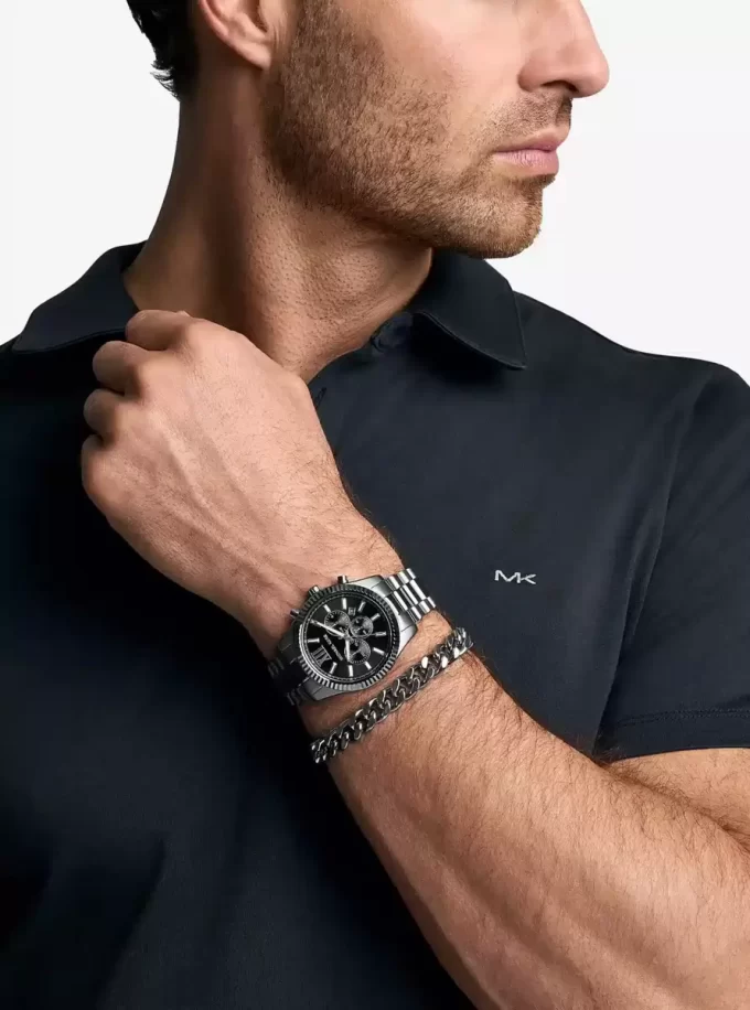 Oversized Lexington Gunmetal Watch and Bracelet Gift Set