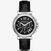 Oversized Maren Silver-Tone and Crocodile Embossed Leather Watch