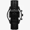Oversized Panorama Black-Tone and Crocodile Embossed Leather Watch