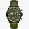 Oversized Panorama Olive-Tone and Crocodile Embossed Leather Watch