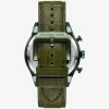 Oversized Panorama Olive-Tone and Crocodile Embossed Leather Watch