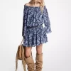 Paisley Georgette Off-The-Shoulder Dress