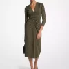 Paisley Print Stretch Matte Jersey Midi Dress
