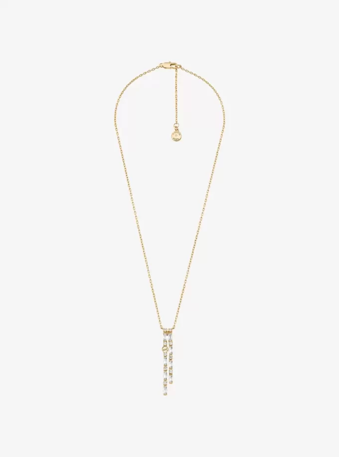 Pavé Baguette Drop Necklace