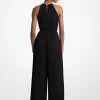 Pleated Georgette Halter Jumpsuit