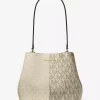Pratt Medium Two-Tone Metallic Signature Logo Shoulder Bag