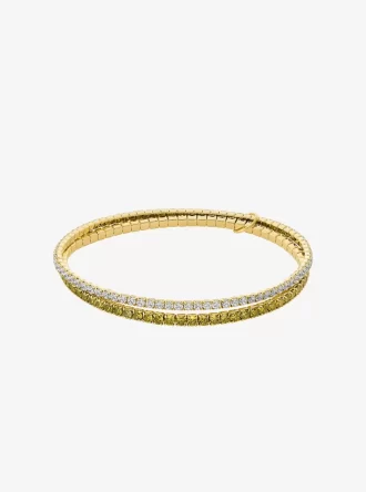 Precious Metal-Plated Brass Double Wrap Stretch Tennis Bracelet