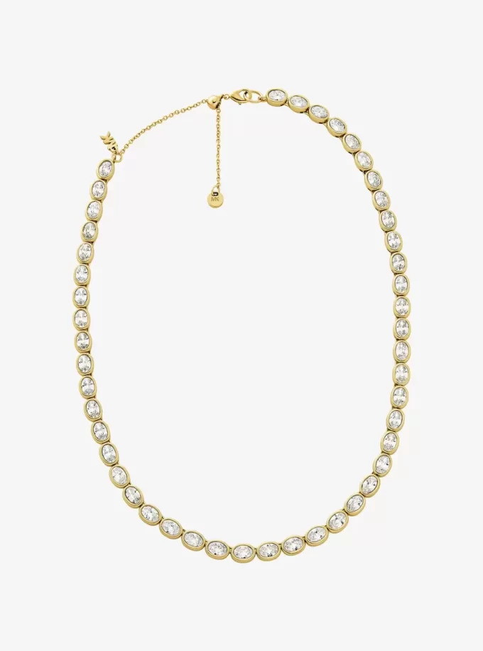 Precious Metal-Plated Cubic Zirconia Tennis Necklace