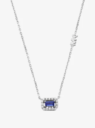 Precious Metal-Plated Sterling Silver Pavé Halo Necklace Precious Metal-Plated Sterling Silver Pavé Halo Necklace