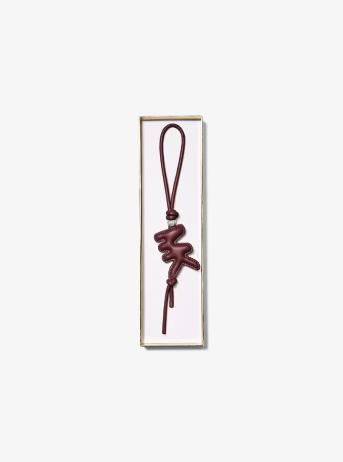 Puffy Logo Leather Bag Charm