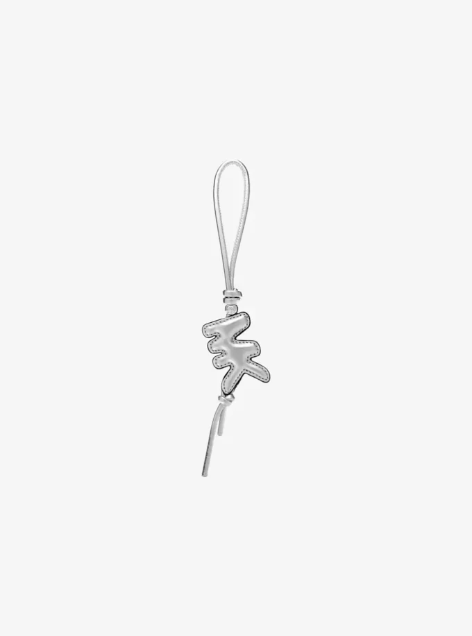 Puffy Logo Metallic Leather Bag Charm Puffy Logo Metallic Leather Bag Charm