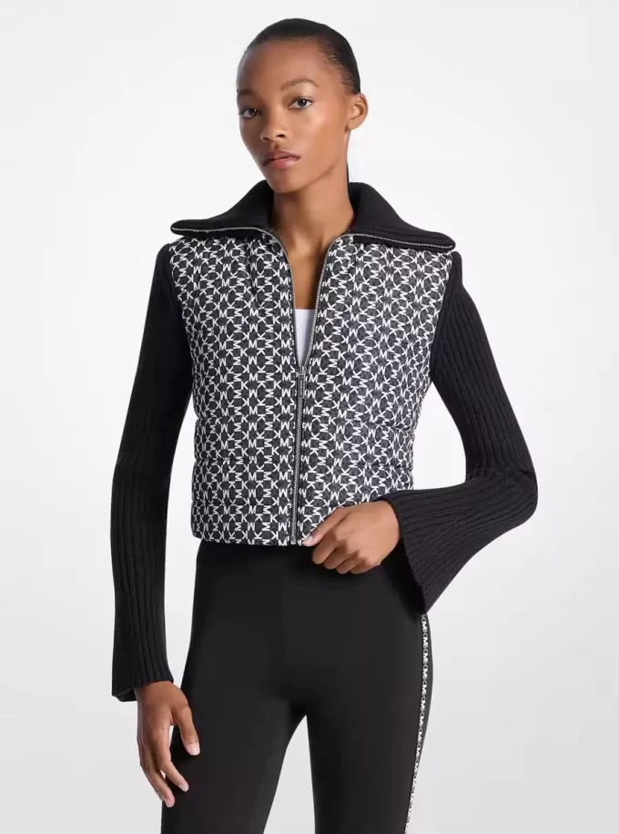 Quilted Graphic Logo and Knit Jacket