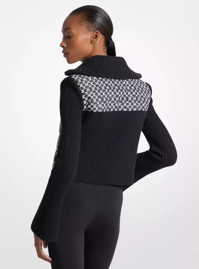 Quilted Graphic Logo and Knit Jacket