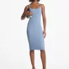 Ribbed Stretch Knit Midi Tank Dress