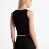 Ribbed Viscose Blend Zip-Up Tank Top