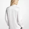 Satin Fringed Tie-Neck Blouse