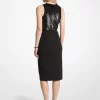 Sequined and Crepe Halter Dress