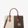 Sheila Medium Two-Tone Metallic Signature Logo Satchel