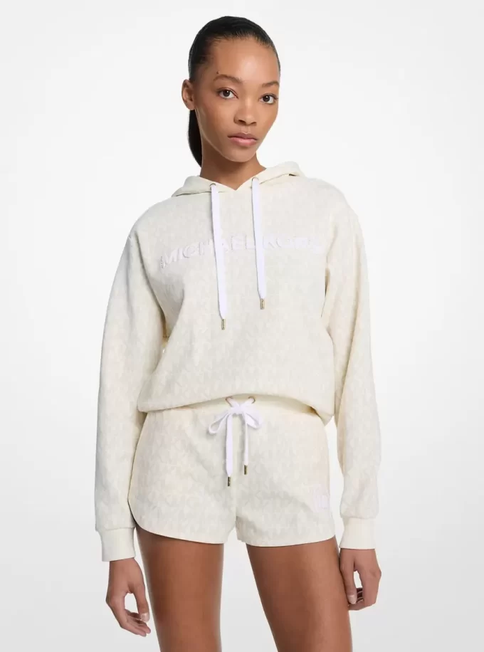 Signature Logo Cotton Blend Cropped Hoodie