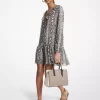 Snake Print Georgette Ruffle Mini Dress