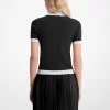 Stretch Knit Short-Sleeve Sweater