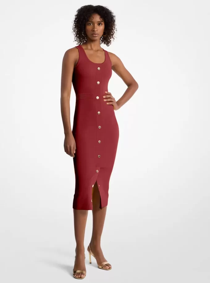 Stretch Viscose Blend Midi Tank Dress