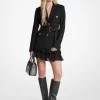 Stretch Wool Blend Belted Utility Blazer