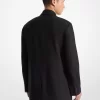 Stretch Wool Flannel Double-Breasted Blazer