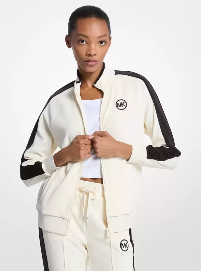 Striped Velour Zip-Up Jacket