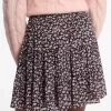 Studded Floral Print Georgette Tiered Skirt