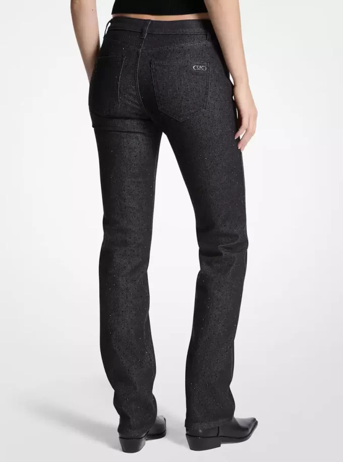 Studded Stretch Denim Cigarette Jeans