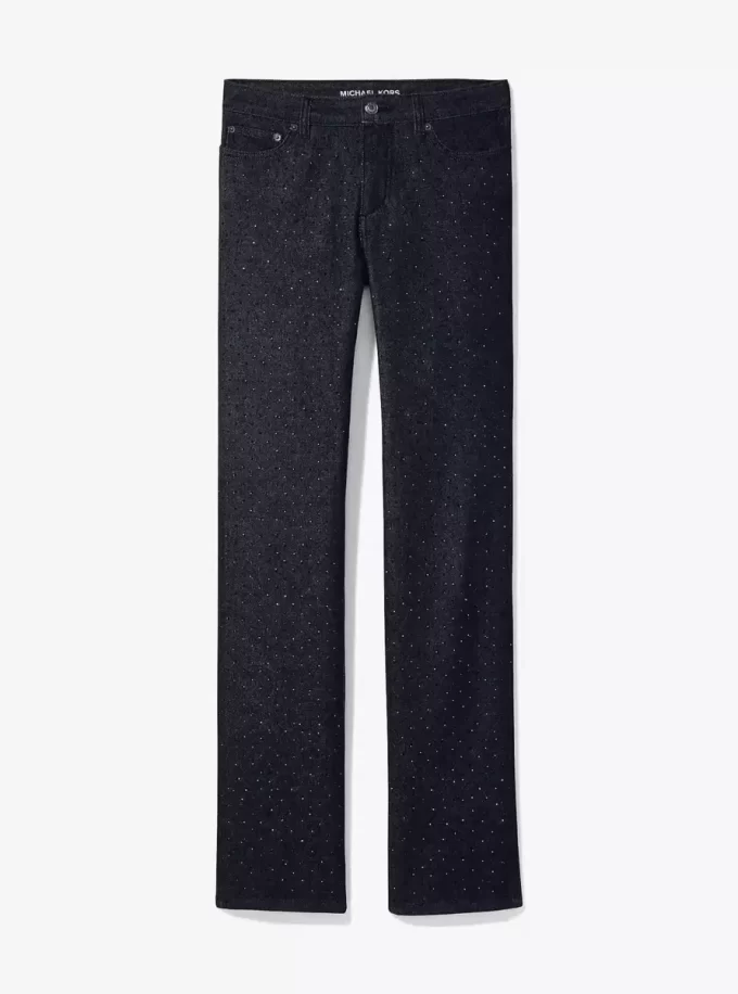 Studded Stretch Denim Cigarette Jeans