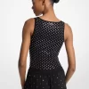 Studded Stretch Viscose Cropped Tank Top