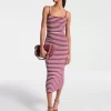 Striped Stretch Viscose Blend Midi Dress