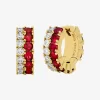 Two-Tone Stone Huggie Earrings