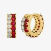 Two-Tone Stone Huggie Earrings