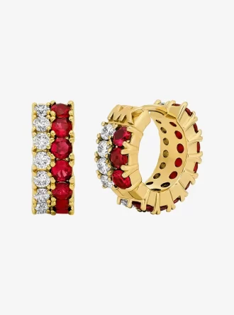 Two-Tone Stone Huggie Earrings